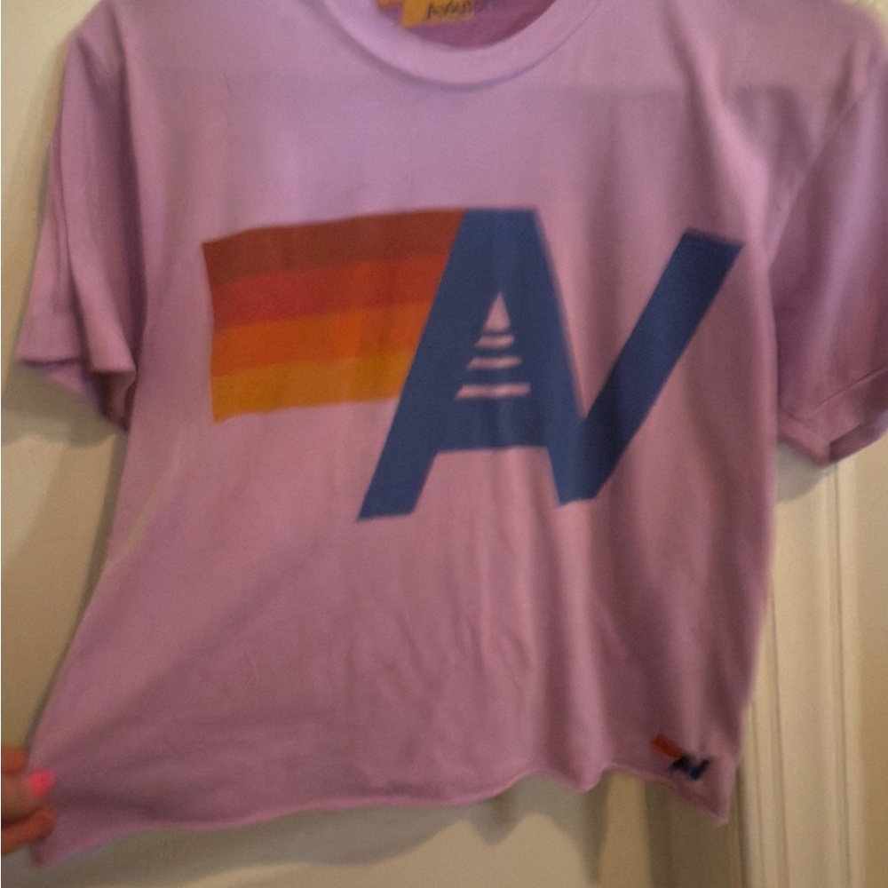 Aviator Nation Purple Short Sleeve Tee with Retro Graphic